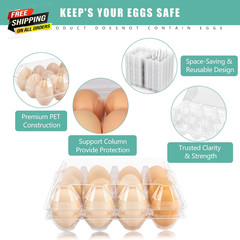 100 Packs Egg Cartons Cheap Bulk，Plastic for 12 Eggs, Clear Egg Cartons 💪