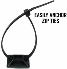 [100-Pack] Adhesive-Backed Zip Tie Mount Flex Anchor Point Black by Nova Supply