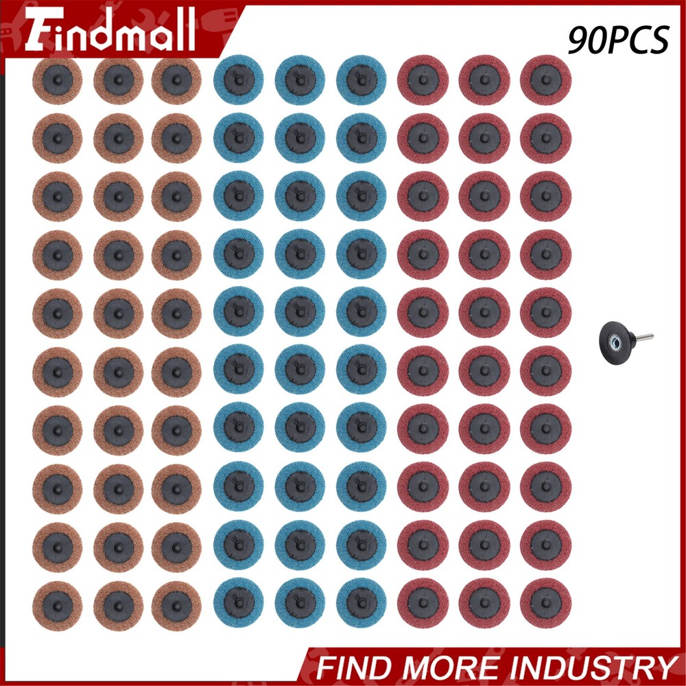 Findmall 90 Pcs 2″ Fine Medium And Coarse Torque Sanding Discs with 1/4″ Holder
