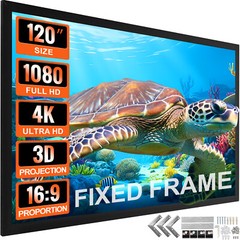 VEVOR 120″ Aluminum Fixed Frame 16:9 Projector Screen Velvet Matte Home Theater