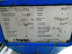 Tractel TRALIFT Electric Hoist 250kg 3ph 0.4kw 400v-ac