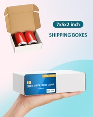 50 Pack 7X5X2 Small Shipping Boxes White Corrugated Cardboard Packaging