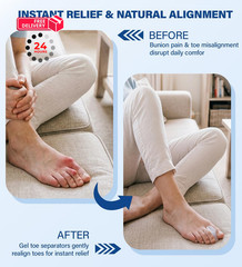 12 Pack Gel Toe Separators & Spacers – Aloe Infused Bunion Pads for M, Clear