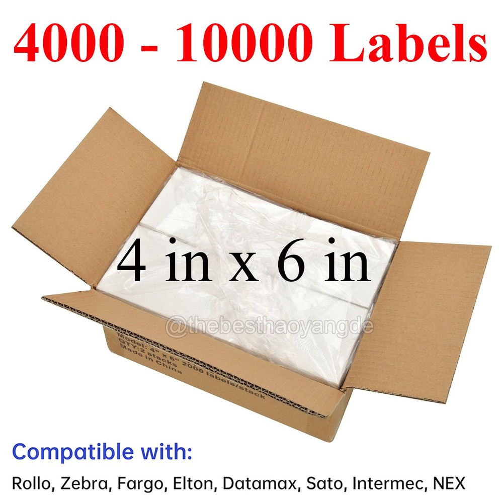4X6 Fanfold Direct Thermal Shipping Labels for Zebra & Rollo Printers 4000-20000