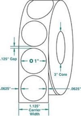 White 1″ Wafer Tab Seals (No Perf) -1 Roll Per Box