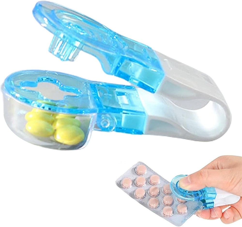 1pc Blue Portable Pill Taker, Tablets Pills Blister Pack Opener