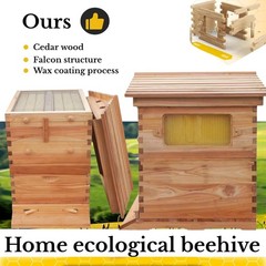 Automatic Beehive Starter Kit Cedarwood Beekeeping Box with 7pcs Auto Bee Frames