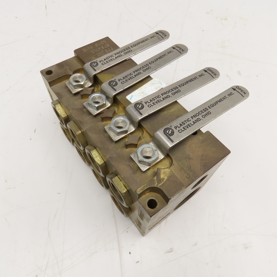 PLC SPS412B 1″ NPT x 1/2″ NPT 4 Way Brass Supply/Return Manifold Shut Off