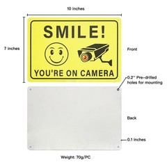 2 Pack Smile You Are on Camera Sign Aluminum Outdoor Security Sign Yellow