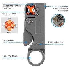 Cable Stripper Coaxial Wire Coax Stripping Tool RG6 RG11 RG58 RG59 Universal