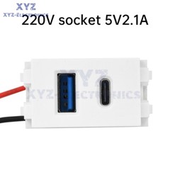 Type 128 USB Power Module 220V Socket 5V 2.1A USB+Type-C Charge Socket Module