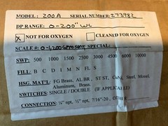 NEW VALVE 200A S/N 273983 0-1200 GPM 2500PSI DP RANG 0-200WC CR 0-200WC FASTSHIP