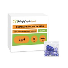 1000 Pack – 2 Mil Reclosable Bag with Hang Hole – 3″ x 4″ (1 Box)