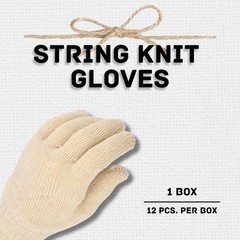 Cotton Blended String Knit Gloves Womens Size Tan 12 Pairs