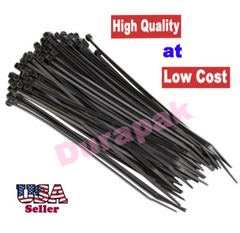 500 PCS 4″ 18 Lbs Black Wire Cord Nylon Cable Wire Tie Self Locking Zip Secure