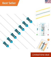 100pcs 1K 1000 Ω ohm Resistor 1/4W 0.25W Metal Film Fixed Resistor 0.01 ±1% T…