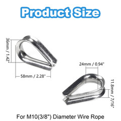10 Pcs 3/8″ Wire Rope Thimbles M10 Cable Thimbles 304 Stainless Steel Thimble Ri