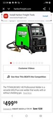 TITANIUM MIG 140 MIG Welder 120V Semi-Automatic Feed Gas/Gasless Steel
