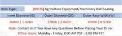 [Qty.50] New 88026 Agricultural Machinery Bearing [26mm Bore x 52mm OD x 15mm W]