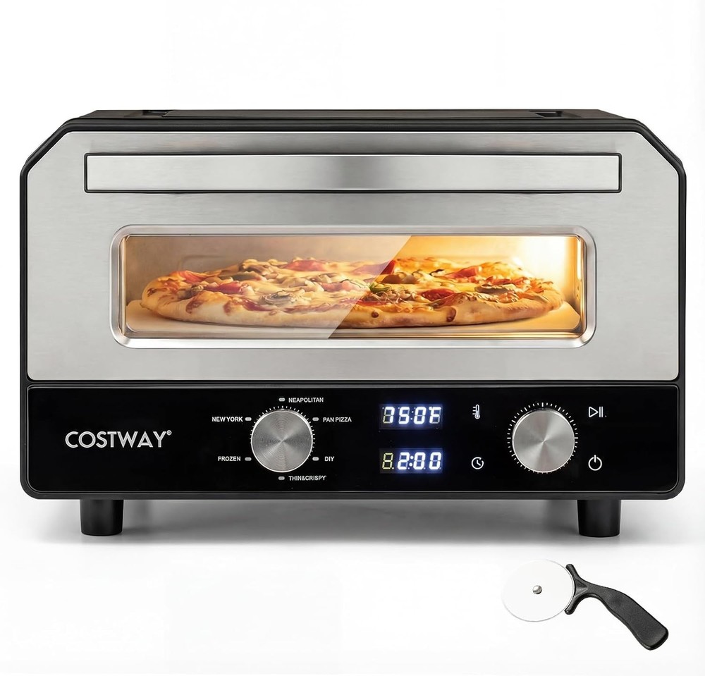 1700W Electric Pizza Oven Indoor 6 Presets & 2-Min Rapid Baking Heats up to 750℉