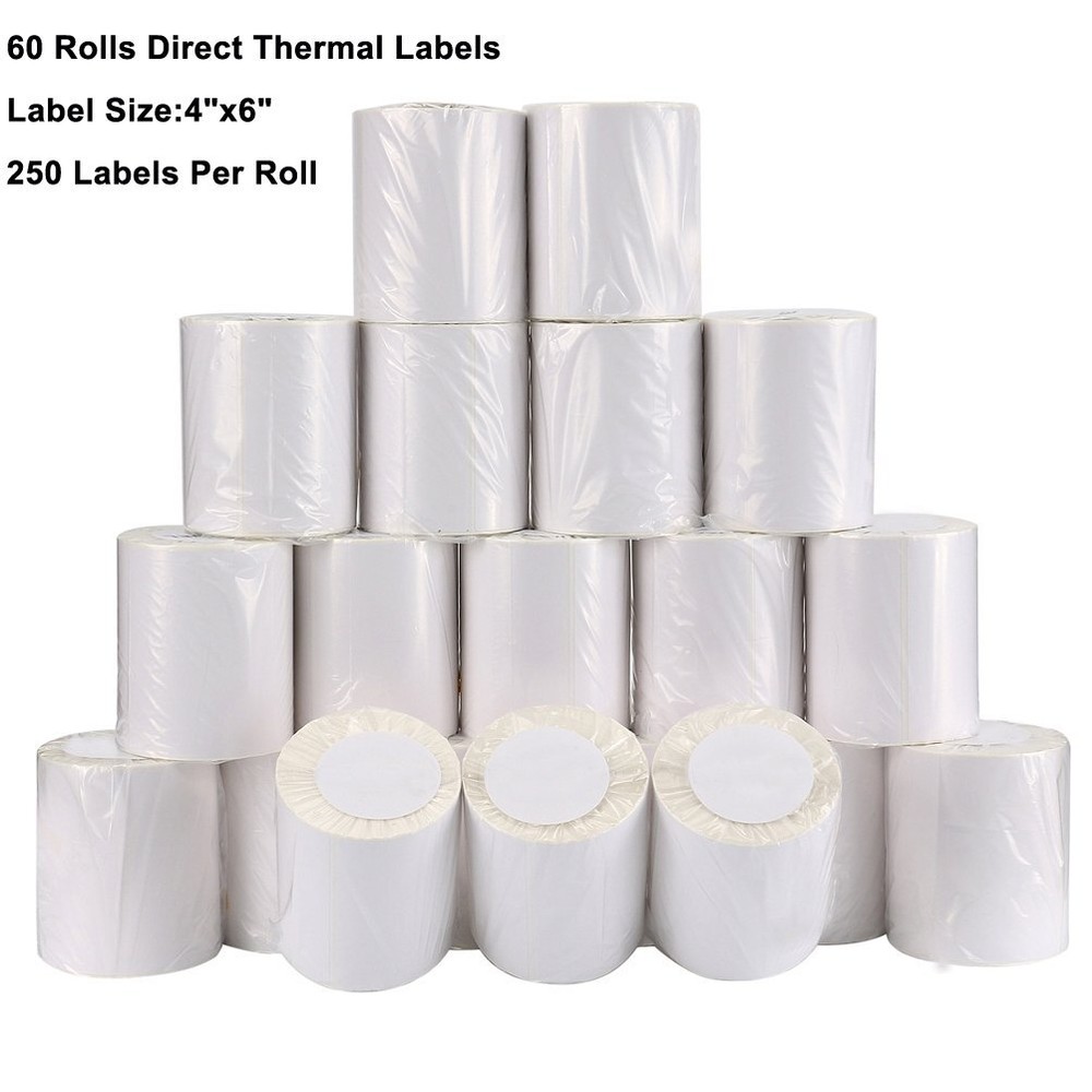 60 Rolls 4×6 Direct Thermal Shipping Labels 250/Roll For Zebra 2844 Eltron Rollo
