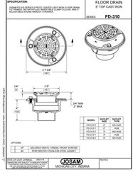 4″ NO-HUB FLOOR DRAIN WHIT 5″ ADJUSTABLE NIKALOY STRAINER WHIT 1/2″ TRAP PRIMER