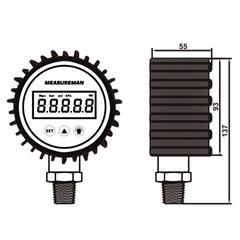 Digital Pressure Gauge 3-1/8″ Dial, 0-100 PSI Bar Mpa Kpa, 1/4″ NPT, 0.25% Accur