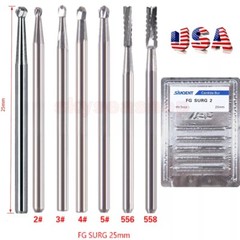 Dental Surgical Burs Round Long 4 556 557 558 330 Carbide Burr High Speed 25mm
