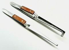 2 Fiber Grip Tweezers Cross Locking Straight & Bent Wire Holding Slotted Tweezer