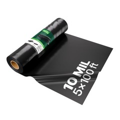 Uimoso 10Mil Plastic Sheeting Roll 5 x 100 FT Heavy Duty Polyethylene Black