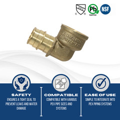25 Pack XFITTING 3/4″ Pex A x 3/4″ Female NPT Elbow, F1960, Lead Free Brass
