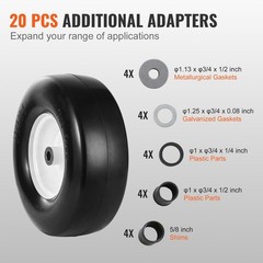 Flat-free 13×5-6in PU Tires with Rim 3.25-5.9in Centered Hub 3/4in Bushing