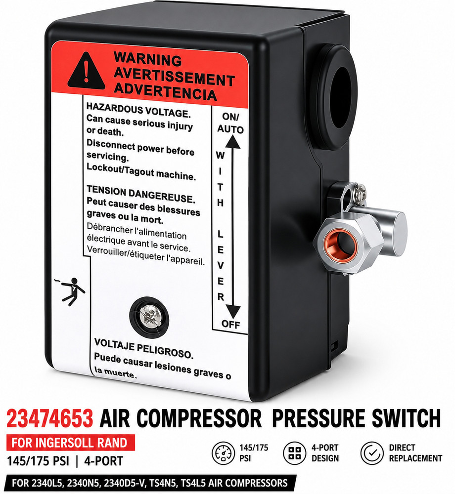 Ingersoll Rand 23474653-R Two Stage Air Compressor Pressure Switch 230V