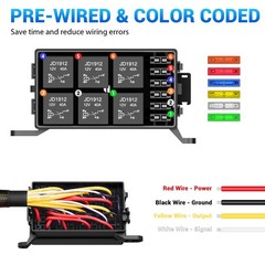 Universal 12V 6-Way Relay Fuse Box 6 Slot ATC/ATO Fuse Pre-Wired Relay Panel
