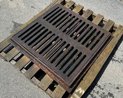 Unused Cast Iron Storm Drain Catch Basin Frame With Grate 32.5” X 32.5”