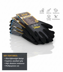 12 Pair DIESEL Blue Safety Gloves Latex Coated Grip Cut Resistant