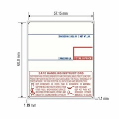 CAS LST-8040 Label, 58 x 60mm, UPC/Safe Handling, 500 Per Roll, 12 Rolls/Box