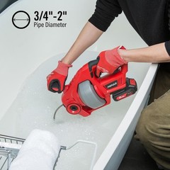 Efficient 25ft Cordless Drain Auger Kit with Storage Bag