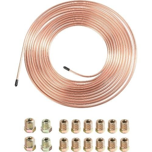 25 Ft Flexible Tube Line Roll, 1/4″ Brake Line Tubing Kit, Copper Color: Gold