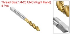 4pcs Spiral Flute Thread Taps 1/4-20 UNC Titanium Coated Screw Threading