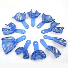 Premium Dental Plastic-Steel Impression Trays Mesh Shape Precise Sizes 2Pcs/Set
