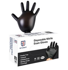 GP Craft Black Nitrile Gloves 5Mil Latex-Free Disposable Food Safe (1000, Case)