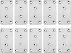 10Pcs Metal Flat Brackets for Wood, 80 × 40 × 1.75Mm Heavy Duty Stainless Steel