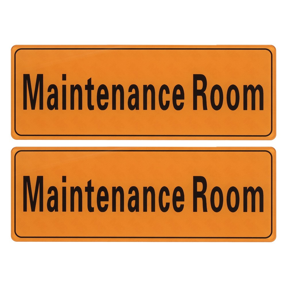 9″x3″ Maintenance Room, 2Pcs Room Door Sign Self-Adhesive Orange with Black Text