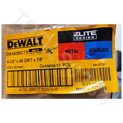 Dewalt DWA8280CTR 4-1/2 X 7/8 40G T27 Ceramic Flap Disc 10/LOT TRIMMABLE MAXTRIM