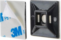 1″ Self Adhesive Black Cable Zip Tie Mounts 200pcs Management Organizer Squares