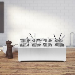 8 Compartment Stainless Steel Flatware Holder Commercial Silverware Organizer