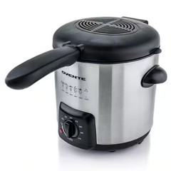 0.95 Qt Silver Mini Electric Deep Fryer with Removable Frying Basket