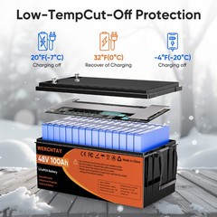 48V 100Ah LiFePO4 Battery with BMS Deep Cycle for Marine Off-Grid Power Golf Car