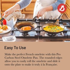 de Buyer MINERAL B Pro Carbon Steel Omelette Pan – 9.5” Diameter, 7.7̶